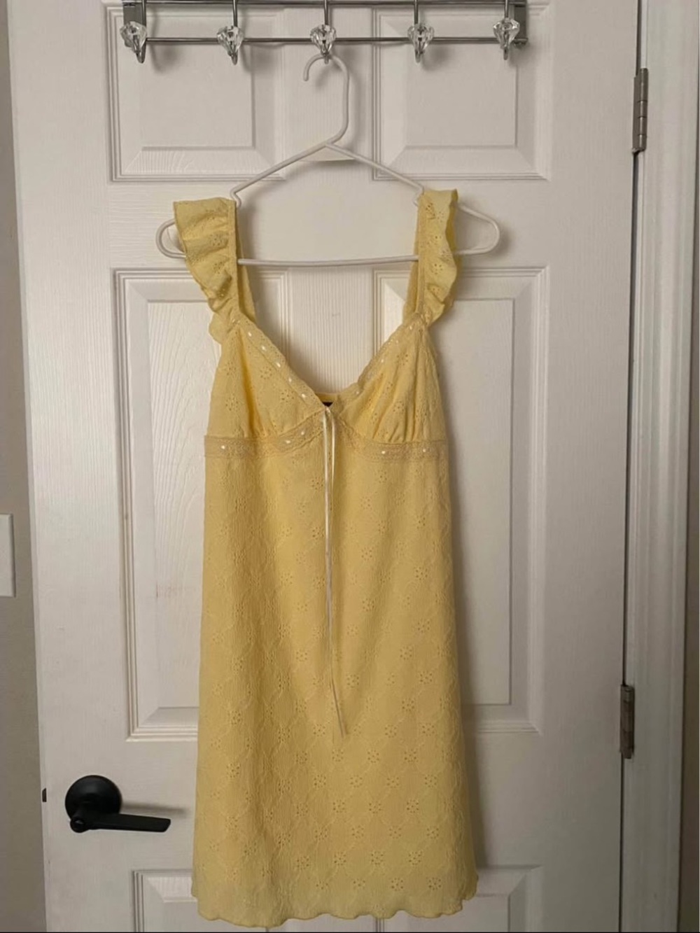 Yellow Eyelet Ruffle-Strap Sundress